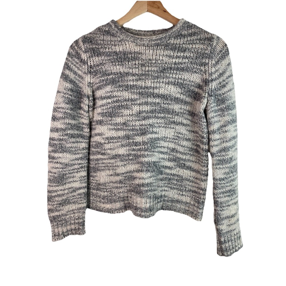 Eileen Fisher Women's XS Gray Cream Marled Italian Yarn Silk Merino Wool Sweater
